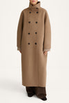 Tovino wool long coat taupe stylein model image front