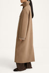 Tovino wool long coat taupe stylein model image side