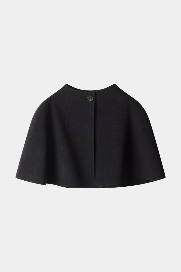 Black wool cape with a button closure Stylein packshot
