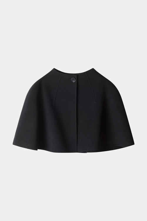 Black wool cape with a button closure Stylein packshot