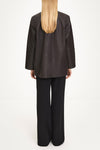 Valencia nappa leather jacket coffee stylein model image back