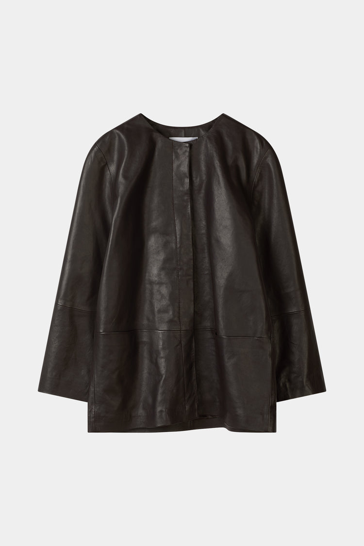 Valencia nappa leather jacket coffee stylein packshot