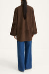 Valencino suede coat pebble brown stylein model image back