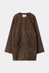 Valencino suede coat pebble brown stylein packshot