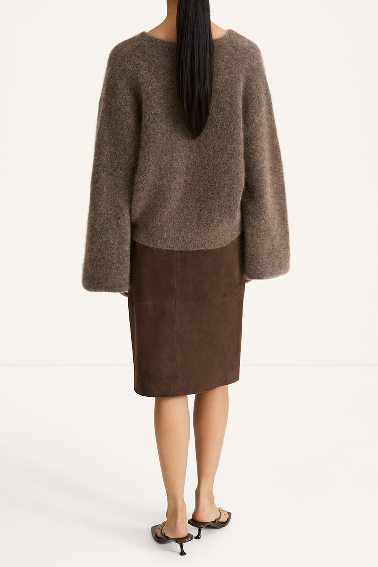 Valeria suede skirt pebble brown stylein model image back