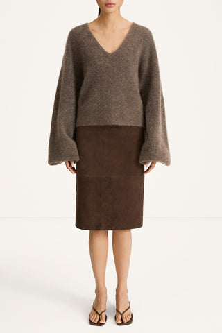 Valeria suede skirt pebble brown stylein model image front