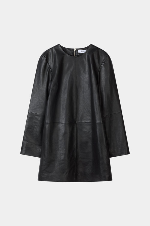 black leather mini dress a-lined stylein valetta model image