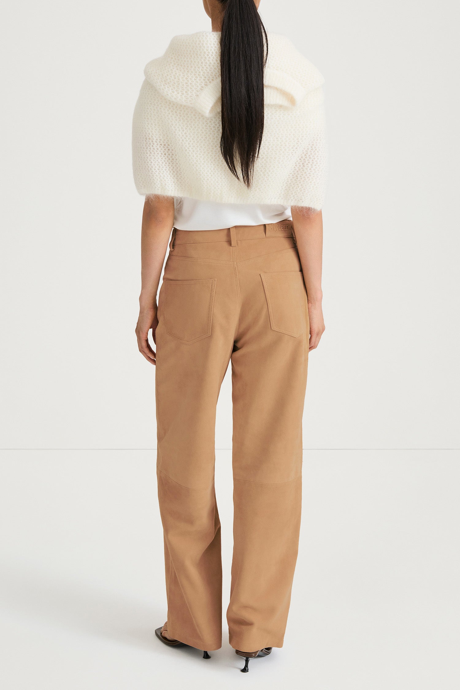 Victory suede trousers desert stylein back model image