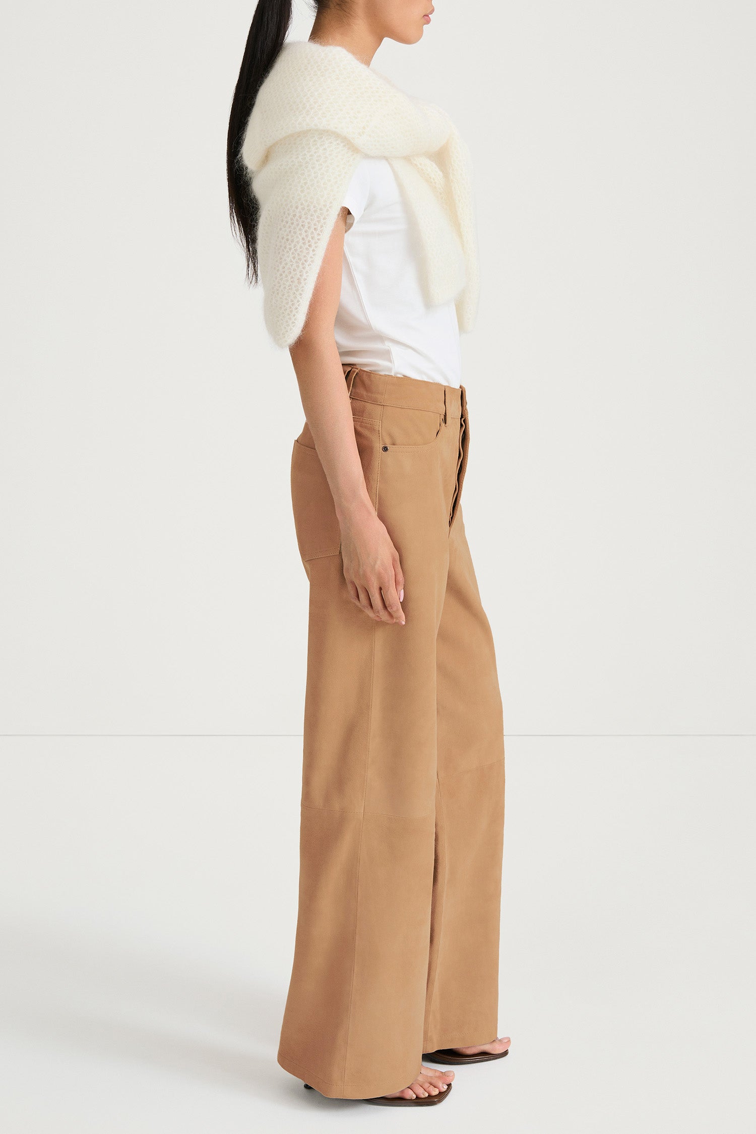 Victory suede trousers desert stylein side model image