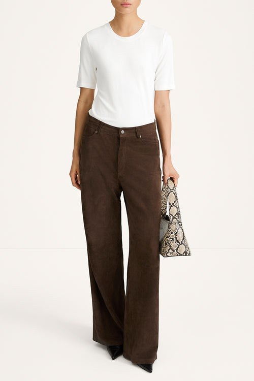 Victory suede trousers pebble brown stylein model image front