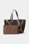Yacht bag croco faux leather coffee brown  inner pouch stylein packshot
