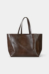 Yacht bag croco faux leather coffee brown stylein packshot front