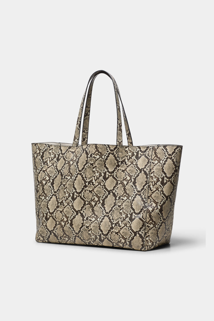Yacht bag faux leather beige snake stylein side packshot
