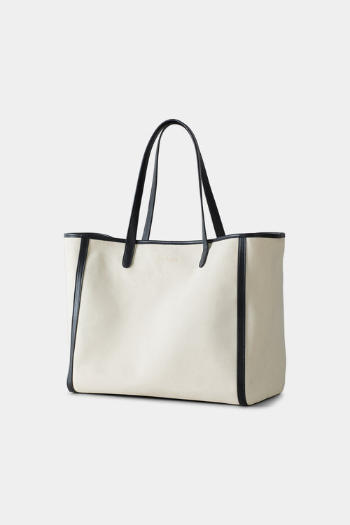 Yacht canvas bag cream black stylein packshot side