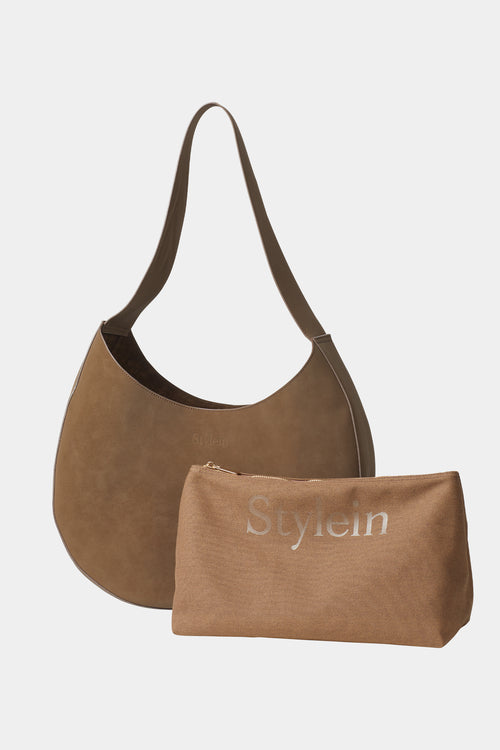 Yardly faux suede brown pouch