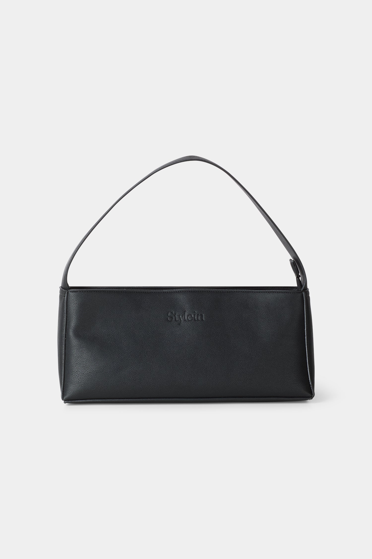 Yosef small baguette bag faux leather black structured stylein packshot front