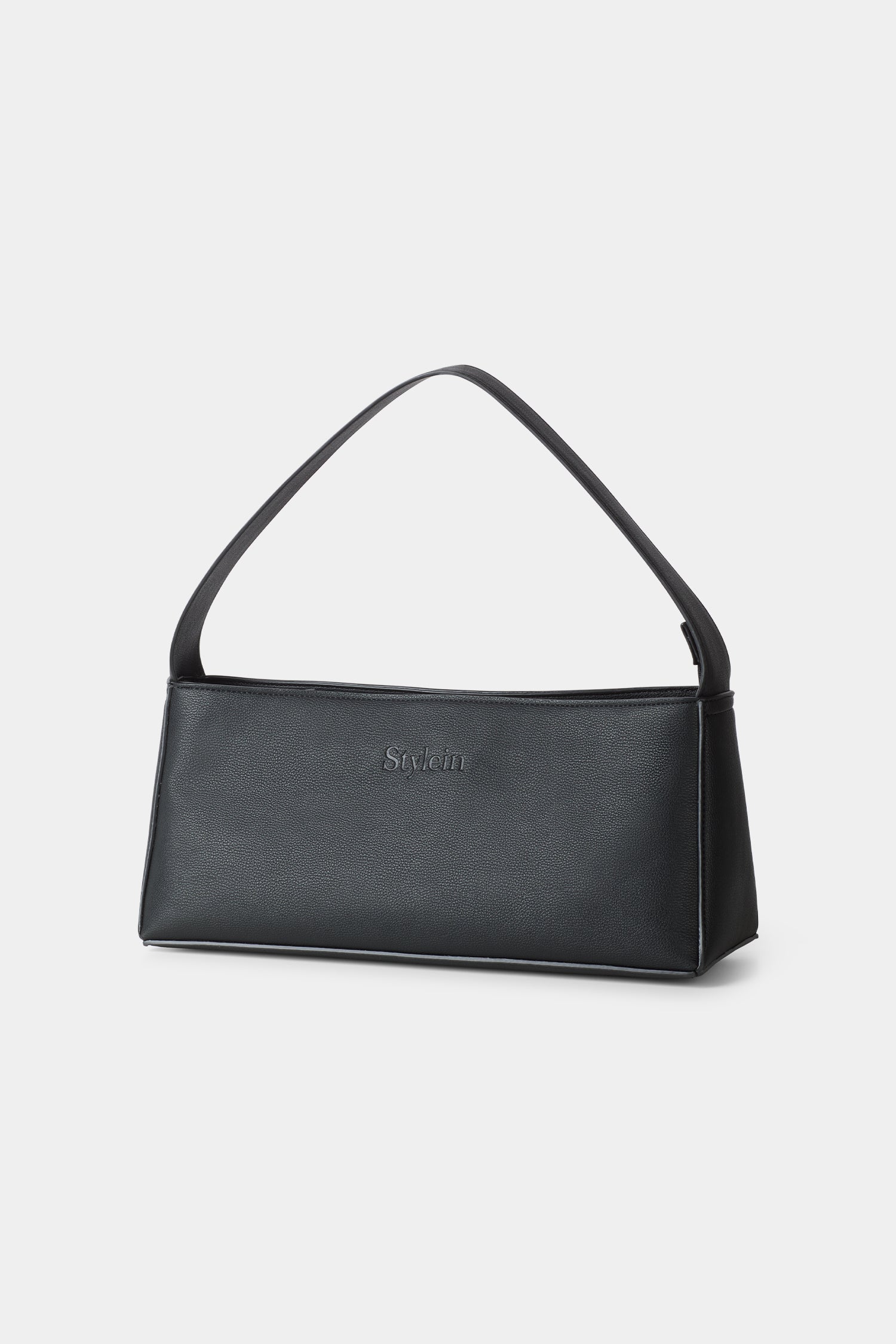Yosef small baguette bag faux leather black structured stylein packshot side front