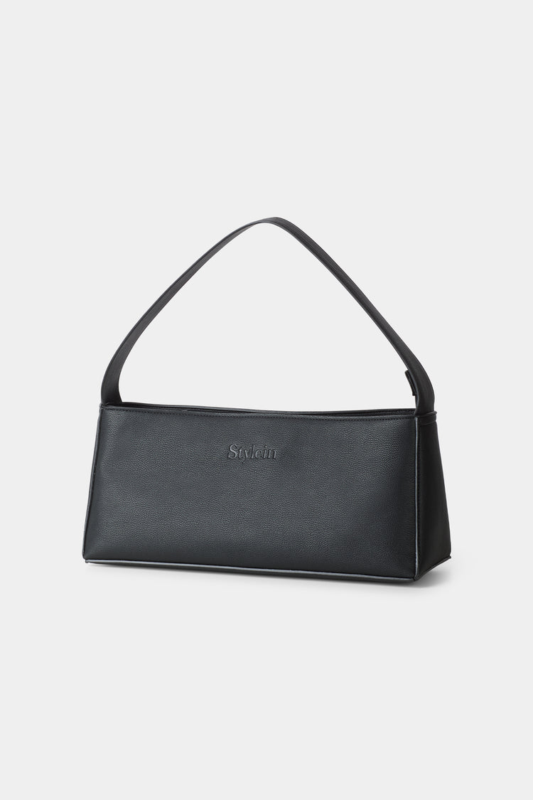 Yosef small baguette bag faux leather black structured stylein packshot side front