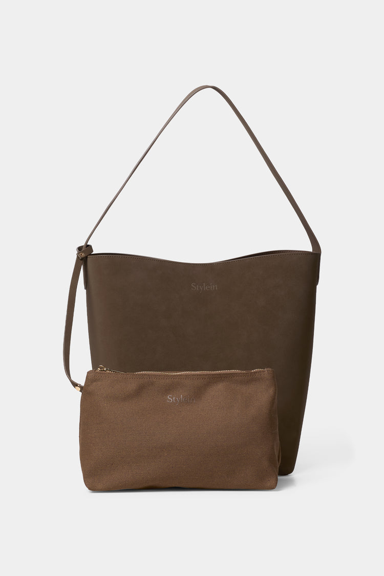 Youness bucket bag faux suede inner bag coffee stylein packshot 