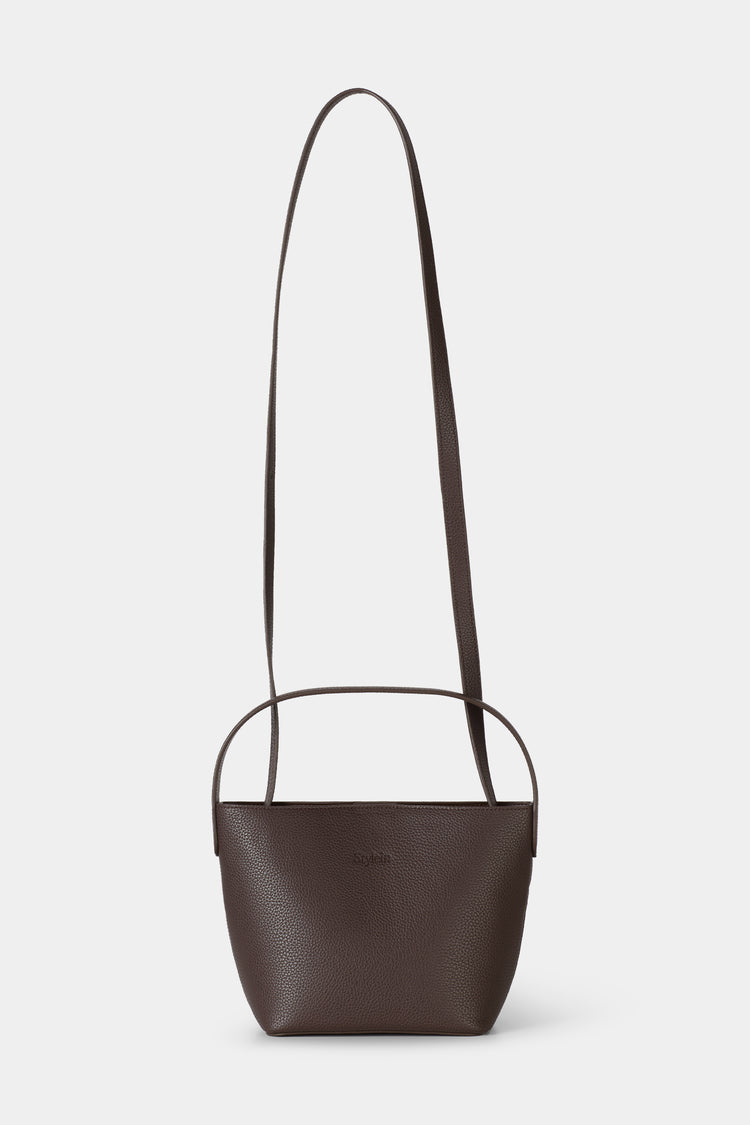 Youness mini bag shoulder strap faux leather coffee stylein packshot