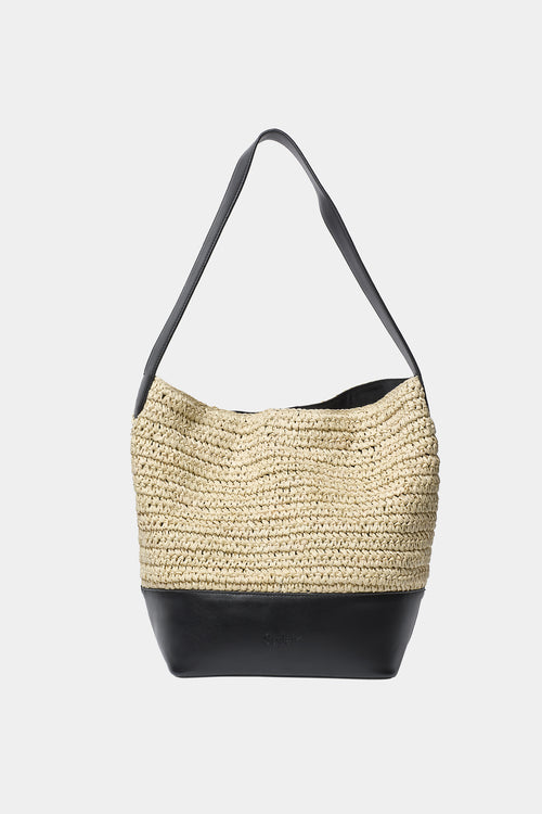 Youness paper bucket bag cream black stylein packshot side