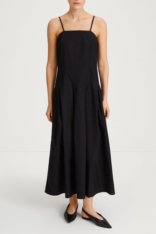 Jolina dress a line pleated skirt straps black stylein front image