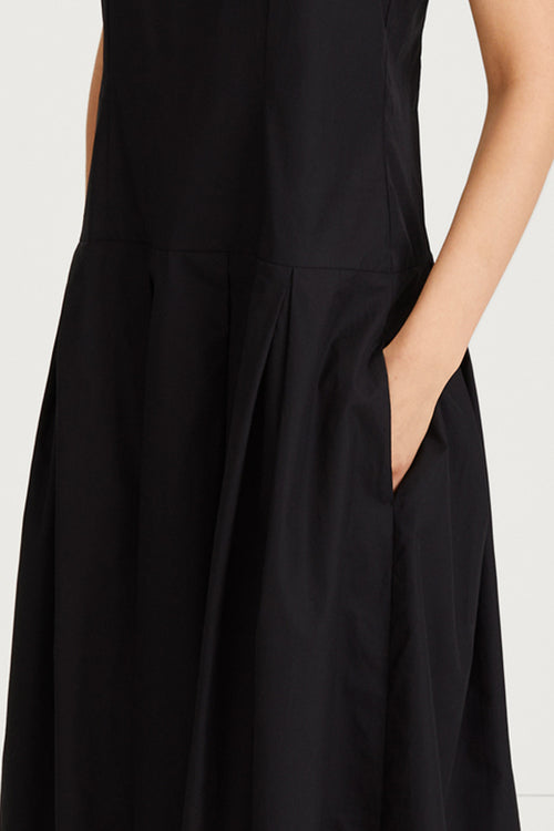 Jolina dress a line pleated skirt straps black stylein detail image