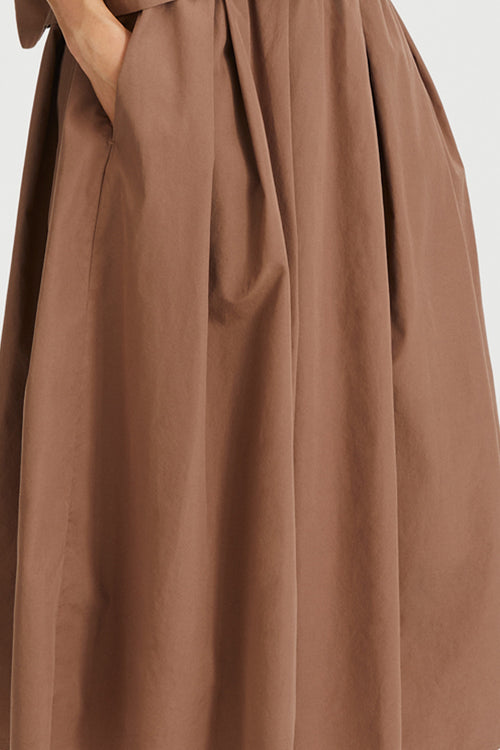 Jorina skirt voluminous mid length a line mud brown stylein detail image