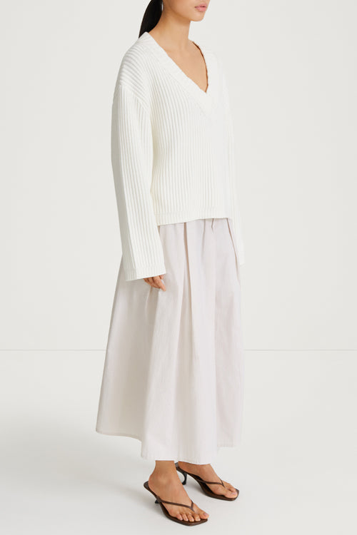 Jorina skirt voluminous a line seersucker beige stripe stylein side image