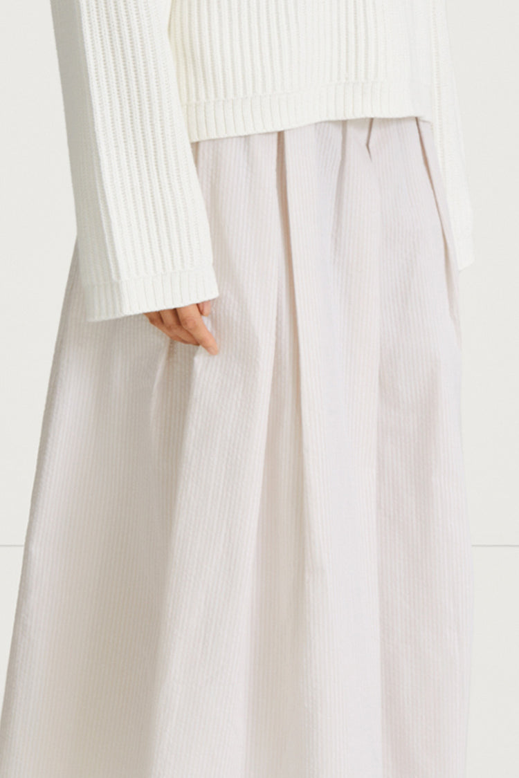 Jorina skirt voluminous a line seersucker beige stripe stylein detail image