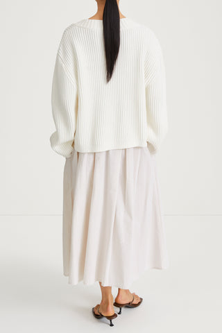 Jorina skirt voluminous a line seersucker beige stripe stylein back image