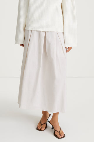 Jorina skirt voluminous a line seersucker beige stripe stylein front image