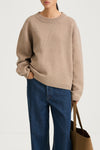 beige round neck knitted sweater stylein harlow