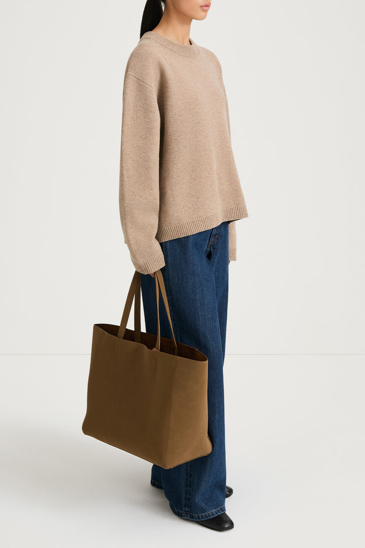 beige round neck knitted sweater stylein harlow