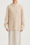 Beige knitted sweater stylein nella front close up model image