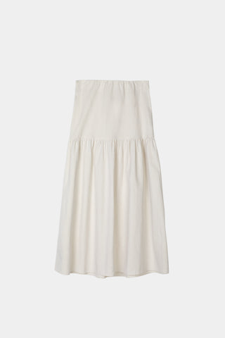 Mirella skirt ankle length flowing shape seersucker beige white stripe stylein packshot