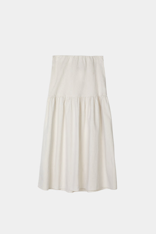 Mirella skirt ankle length flowing shape seersucker beige white stripe stylein packshot