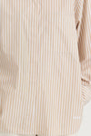 Beige striped cotton shirt jansell stylein front close up model image