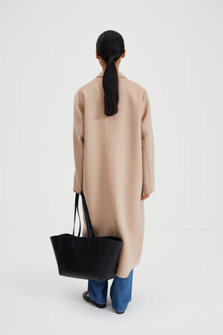 Tuva coat wool blend double breasted hazelnut stylein back image