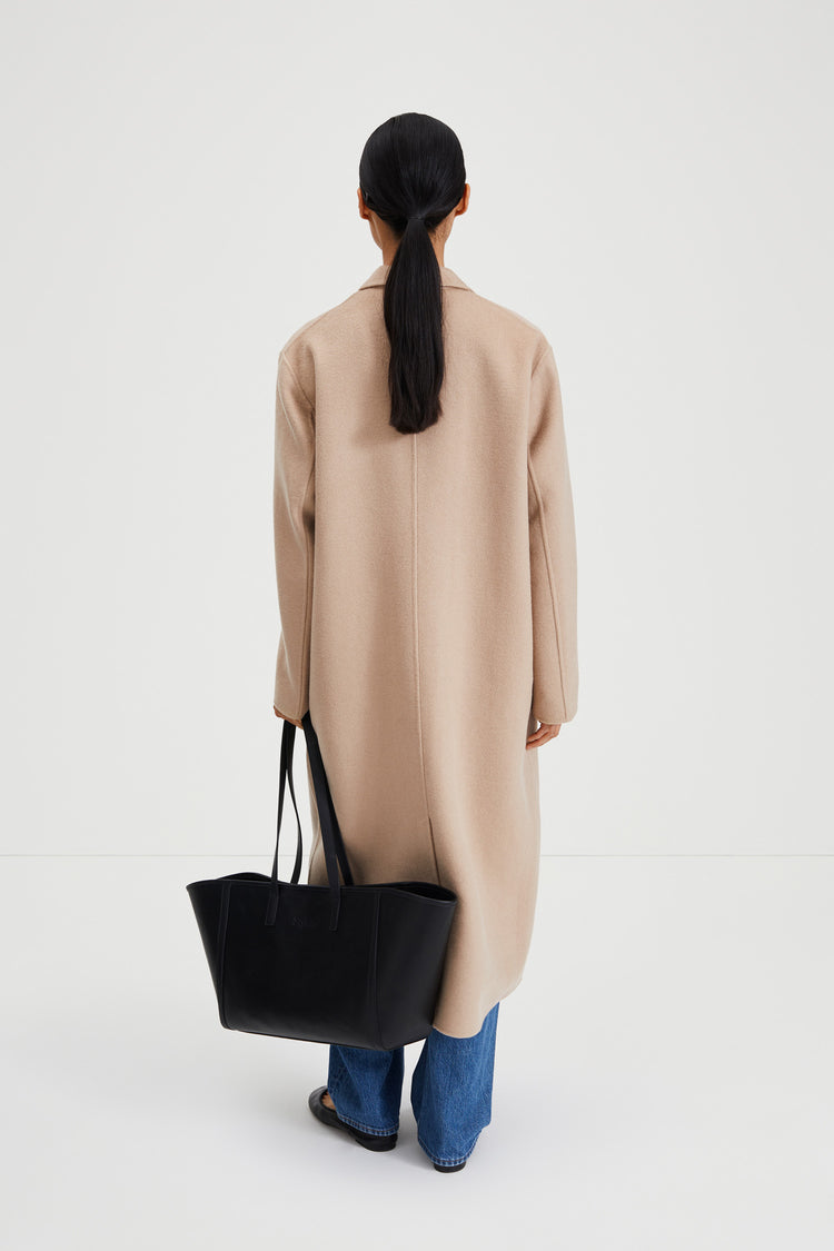 Tuva coat wool blend double breasted hazelnut stylein back image