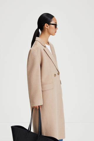 Tuva coat wool blend double breasted hazelnut stylein side image