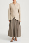 Beige wool jacket cinched waist stylein tyra front model image