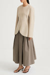 Beige wool jacket cinched waist stylein tyra side model image