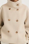 Beige wool jacket stylein tove front close up model image