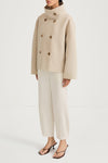 Beige wool jacket stylein tove front side model image
