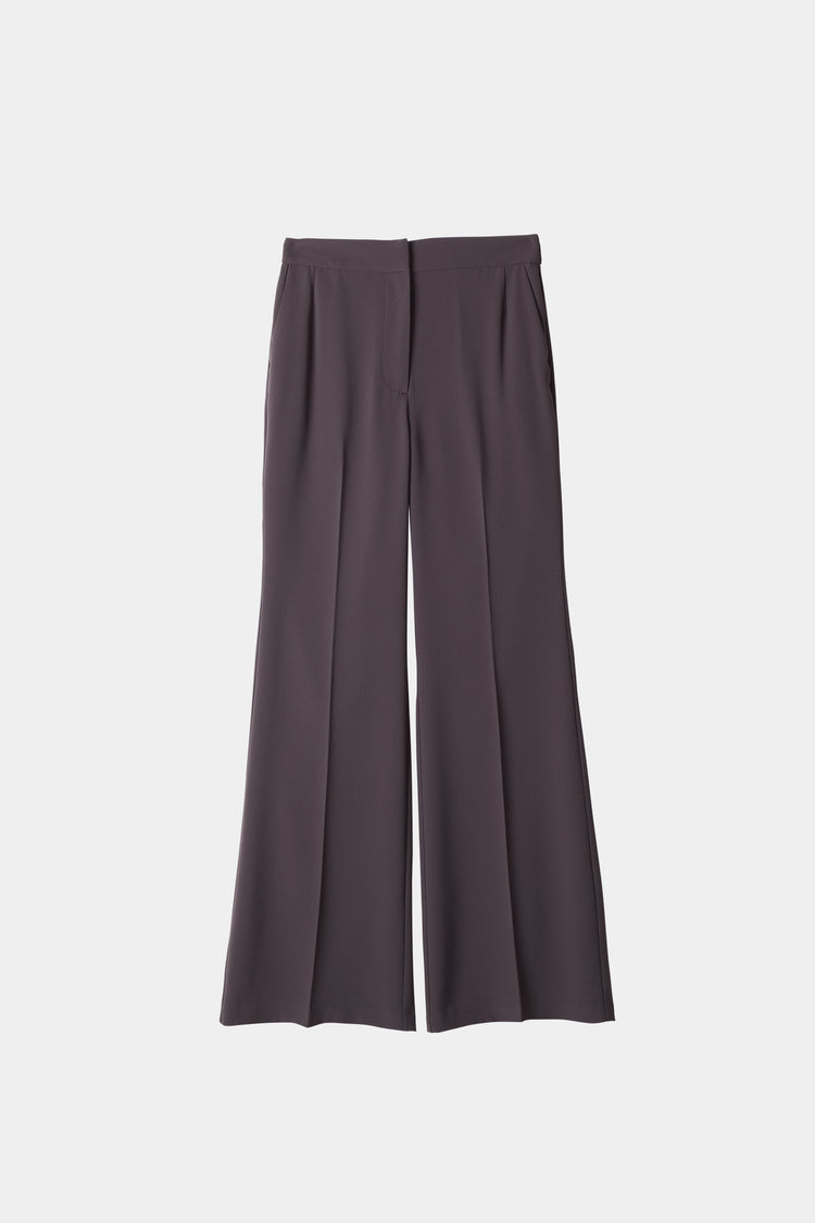 Beline trousers kick flared design crepe dark brown stylein packshot