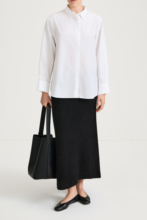 black a-lined mohair skirt stylein nanie front