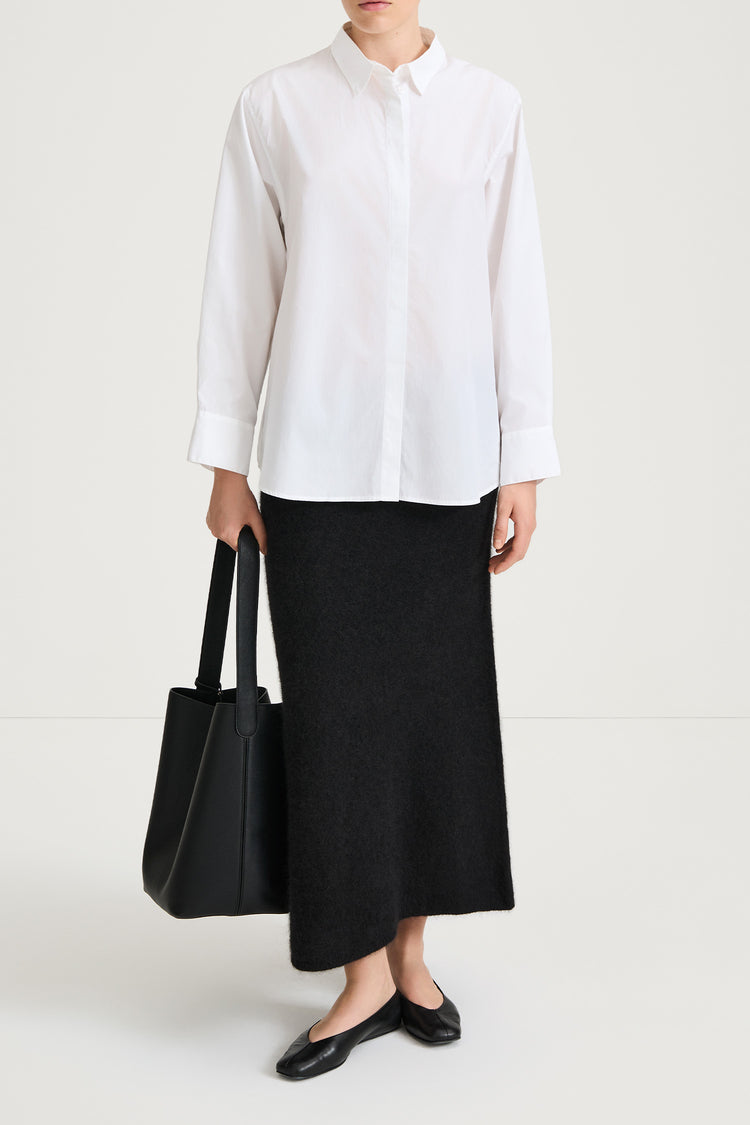 black a-lined mohair skirt stylein nanie front