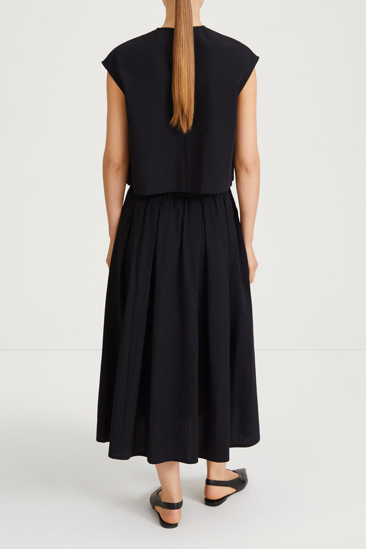 Jorina skirt voluminous a line seersucker black stylein back image