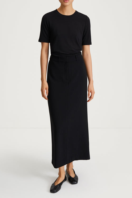 black ankle length skirt crepe stylein berkeley front